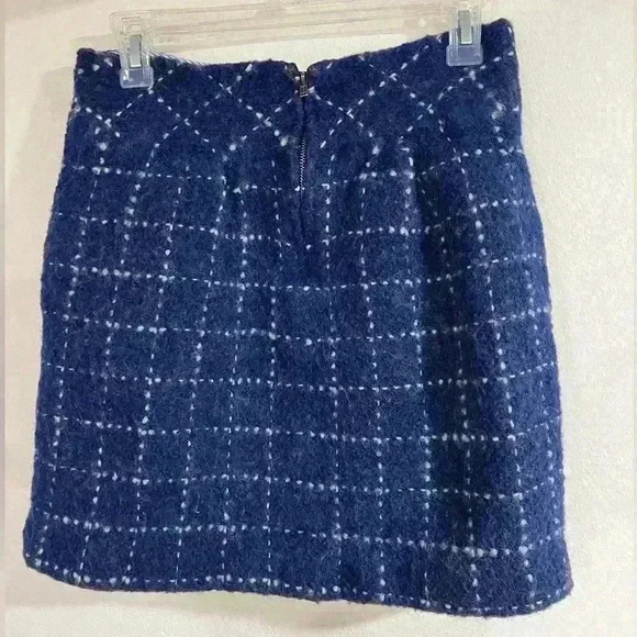 Anthropologie Maeve Women's wool Skirt Blue White Plaid Wool size 6 preowned - Picture 5 of 6